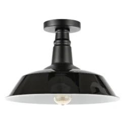 14" 1-Light Camila Classic Industrial Indoor/Outdoor Iron LED Semi Flush Mount Black/White - JONATHAN Y -Finest Home Decoration GUEST e5d5d5dd f5cd 429e bcb7 5b940a1a7d12