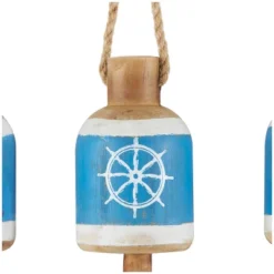 Set Of 3 Wood Buoy Anchor Sailboat And Ship Wheel Wall Decors With Hanging Rope Blue - Olivia & May -Finest Home Decoration GUEST e621fdfc 4181 4464 a31b bf34f7cfa607