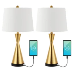 (Set Of 2) 26" Colton Classic French Country Iron LED Table Lamp With USB Charging Port (Includes LED Light Bulb) - JONATHAN Y -Finest Home Decoration GUEST e635d6d3 4622 4a3d b0af f4265eadd5eb