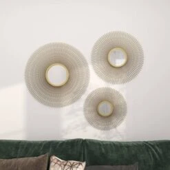 Metal Sunburst Round Wall Decor With Mirror Accent Set Of 3 Gold - Olivia & May 16 Metal Sunburst Round Wall Decor With Mirror Accent Set Of 3 Gold - Olivia & May -Finest Home Decoration GUEST e68f9334 8bf6 495b bafa 2abe3f6381de