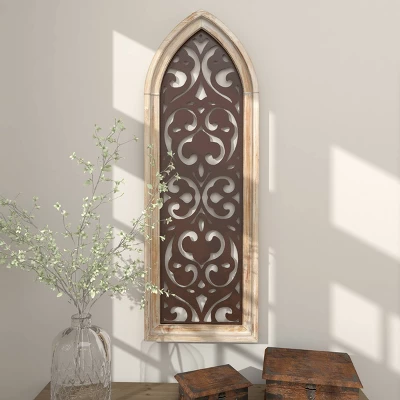 Metal Abstract Carved Design Wall Decor With Arched Frame Brown - Olivia & May 10 Metal Abstract Carved Design Wall Decor With Arched Frame Brown - Olivia & May - Image 8