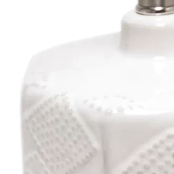 19" Contemporary Bohemian Ceramic Eyelet Pattern Floral Textured Bedside Table Lamp With Fabric Shade Off-White - Lalia Home -Finest Home Decoration GUEST e949fdb2 40f1 4eb4 bd3d 0494059d6991