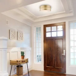 Globe Electric Aurora 2-Light Soft Gold Flush Mount Ceiling Light With Inner Frosted Shade - Novogratz X Globe -Finest Home Decoration GUEST e966b284 8181 49c0 afb0 d8207ca36063