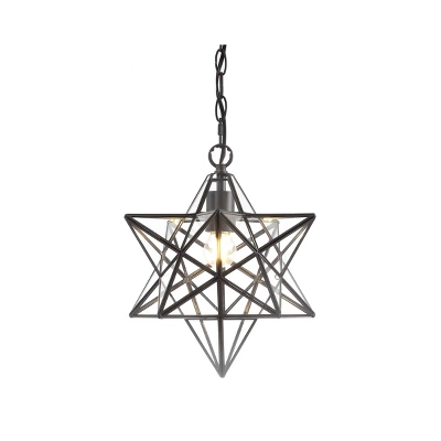 12" Stella Moravian Star Metal/Clear Glass LED Pendant - Jonathan Y 3 12" Stella Moravian Star Metal/Clear Glass LED Pendant - Jonathan Y