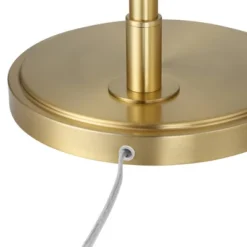 Possini Euro Design Modern Arc Floor Lamp Standing 62 1/2" Tall Warm Gold Offset Arm White Linen Drum Shade For Living Room Reading Family Bedroom -Finest Home Decoration GUEST e9d9a70f 382b 47da 8121 786292511eea