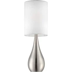 360 Lighting Evans Modern Accent Table Lamps 21" High Set Of 2 Brushed Nickel Metal Teardrop White Cylinder Shade For Bedroom Living Room House Home -Finest Home Decoration GUEST ea8ec941 c033 440c abb4 847356e4ebf2