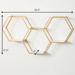 Sullivans Hexagonal Gold Metal Shelf 17.5"H Gold 7 Sullivans Hexagonal Gold Metal Shelf 17.5"H Gold -Finest Home Decoration GUEST eaf517a0 345b 4aa1 9dcb 8841f7098c52