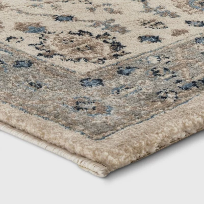 Jewel Boarder Persian Woven Rug Brown - Threshold 3 Jewel Boarder Persian Woven Rug Brown - Threshold