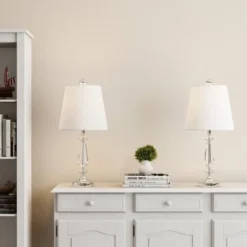 Set Of 2 Crystal Faceted Candlestick Table Lamps (Includes LED Light Bulb) Silver - Trademark Global -Finest Home Decoration GUEST ee984968 2e33 4439 a562 7426749425f4