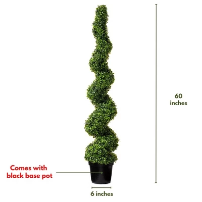 Forever Leaf 60" Spiral Boxwood In Black Pot (2 Pack), Indoor Artificial Plant For Home Decor 6 Forever Leaf 60" Spiral Boxwood In Black Pot (2 Pack), Indoor Artificial Plant For Home Decor - Image 4