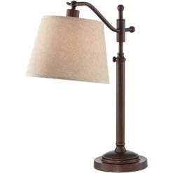 Regency Hill Downbridge Style Desk Table Lamp Adjustable Height 30.5" Tall Bronze Metal Tan Linen Look Shade For Living Room Bedroom Office -Finest Home Decoration GUEST ef1e5f47 3ba9 4e5b bcfb 6ca1fa209d26