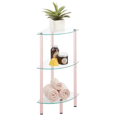 MDesign Glass/Metal Household Corner Organizer Shelf 13 MDesign Glass/Metal Household Corner Organizer Shelf - Image 11