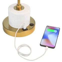 Possini Euro Design Barclay Modern Desk Lamp 23" High Warm Gold With USB Charging Port Frosted Glass Shade For Bedroom Living Room Bedside Office Kids -Finest Home Decoration GUEST efefd731 f72f 4a13 a822 205d4524014e