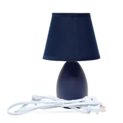 9.45" 2pk Petite Ceramic Oblong Bedside Table Desk Lamps With Matching Tapered Drum Shade Blue - Creekwood Home -Finest Home Decoration GUEST f197850e 5336 42c8 a7b7 71cd816acc0d
