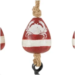 Set Of 3 Wood Buoy Wall Decors With Jute Rope And Metal Hook Red - Olivia & May -Finest Home Decoration GUEST f1a55e0b 2274 4b1a a327 2a7367e5f030