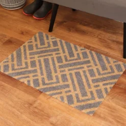 2'x3' ColorStar Deco Grid Door Mat Gray - Bungalow Flooring