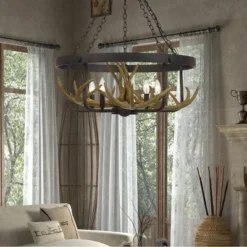(26.75") 5 Light Metal Angelo Antler Chandelier Iron - Cal Lighting