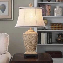 Tortola Carved Cream Table Lamp With Natural Softback Fabric Shade - StyleCraft -Finest Home Decoration GUEST f42c87cd 705c 4cbc a857 7885ef97a45c