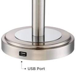 360 Lighting Camile Modern Table Lamps 25" High Set Of 2 Brushed Nickel With USB Charging Port Off White Drum Shade For Living Room Office House Desk -Finest Home Decoration GUEST f436b9cc 0a81 48d9 8178 4c9b9dea41c3 1