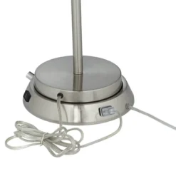 360 Lighting Modern Table Lamp With Dimmable USB And AC Power Outlet Workstation Base 24.5" High Brushed Nickel Droplet White Shade Bedroom Desk -Finest Home Decoration GUEST f485576e a842 4878 9a51 a5ea7ce04759