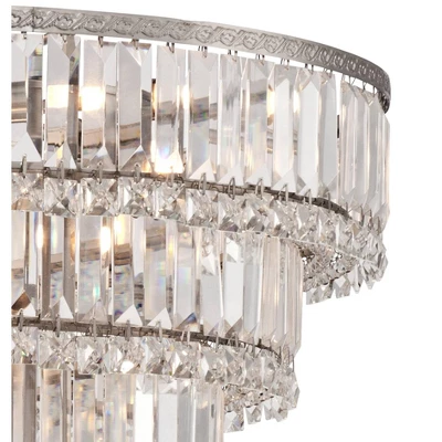 Vienna Full Spectrum Magnificence Satin Nickel Chandelier 24 1/2" Wide Modern Faceted Crystal Glass 15-Light LED Fixture For Dining Room House Kitchen 4 Vienna Full Spectrum Magnificence Satin Nickel Chandelier 24 1/2" Wide Modern Faceted Crystal Glass 15-Light LED Fixture For Dining Room House Kitchen - Image 2
