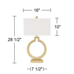 360 Lighting Modern Table Lamps 28 1/2" Tall Set Of 2 With USB Charging Port Brushed Gold Open Ring White Shade For Bedroom Living Room House Bedside -Finest Home Decoration GUEST f57d310e b52e 49a9 a0c6 4eb8b401ccdc