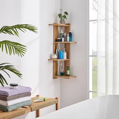 33" X 11.8" Alvar Corner 4 Tier Floating Ledge Column Wall Shelf - Danya B. 5 33" X 11.8" Alvar Corner 4 Tier Floating Ledge Column Wall Shelf - Danya B. - Image 3
