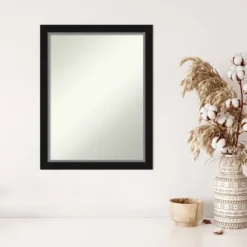 21" X 27" Non-Beveled Eva Black Silver Narrow Wall Mirror - Amanti Art -Finest Home Decoration GUEST f63bd998 b5ae 45ea ad9a 7c31111ce795