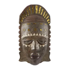 Polystone Mask Primitive African Sculpture Brown - Olivia & May -Finest Home Decoration GUEST f6581faf 85fd 4325 9d53 a4ba6b66d3ec