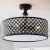 17" Elise 3-Light Crystal/Metal Drum Semi-Flush Mount Black - JONATHAN Y -Finest Home Decoration GUEST f69a3bbe 3df6 43f2 9cc9 06076813ceb8