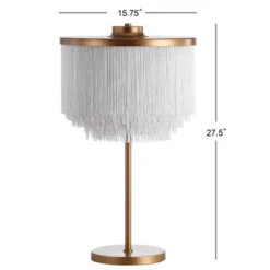 27.5" Fringed/Metal Coco Table Lamp (Includes LED Light Bulb) Gold - JONATHAN Y -Finest Home Decoration GUEST f6ea6d94 b259 4169 b76a 17d29fd094af