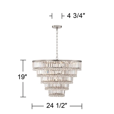 Vienna Full Spectrum Magnificence Satin Nickel Chandelier 24 1/2" Wide Modern Faceted Crystal Glass 15-Light LED Fixture For Dining Room House Kitchen 7 Vienna Full Spectrum Magnificence Satin Nickel Chandelier 24 1/2" Wide Modern Faceted Crystal Glass 15-Light LED Fixture For Dining Room House Kitchen - Image 5