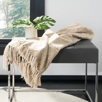 Peppin Metallic Throw Blanket - Natural/Gold - 50" X 70" - Safavieh 3 Peppin Metallic Throw Blanket - Natural/Gold - 50" X 70" - Safavieh