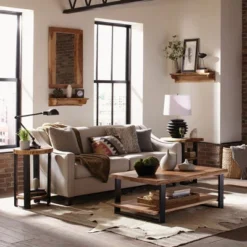 Alpine Live Edge Wood Mantel Shelf Natural Brown - Alaterre Furniture -Finest Home Decoration GUEST f811002f 73db 4add 8ca9 3a9b4ee127a5