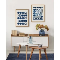 18" X 24" Sylvie Moon Phases Framed Canvas Wall Art By Teju Reval Natural - Kate And Laurel -Finest Home Decoration GUEST f83a4e47 3dbc 4d67 95ff 5e1cb5a2b7c1