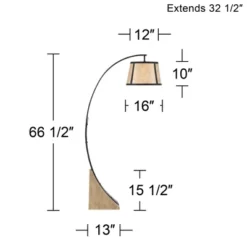 Franklin Iron Works Oak River Rustic Mission Arc Floor Lamp 66 1/2" Tall Dark Gray Wood Blond Mica Drum Shade For Living Room Reading Bedroom Office -Finest Home Decoration GUEST f88e0e6a 9bc4 4f28 996d 96a3a722d9ed