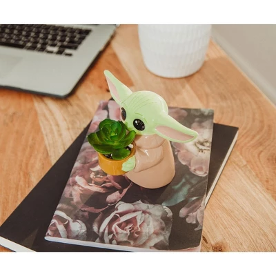 Silver Buffalo Star Wars: The Mandalorian Grogu Ceramic 4 Inch Mini Planter With Artificial Succulent 5 Silver Buffalo Star Wars: The Mandalorian Grogu Ceramic 4 Inch Mini Planter With Artificial Succulent - Image 3