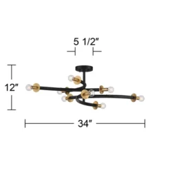 Possini Euro Design Alturus Modern Ceiling Light Semi Flush Mount Fixture 34" Wide Gloss Black Warm Brass 8-Light For Bedroom Living Room Hallway Home -Finest Home Decoration GUEST f909c07d b22a 4613 8b5b 9514fe3b4f0a