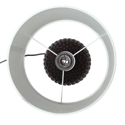 20.4" Traditional Ceramic Purled Texture Bedside Table Desk Lamp With White Fabric Drum Shade Black - Simple Designs 5 20.4" Traditional Ceramic Purled Texture Bedside Table Desk Lamp With White Fabric Drum Shade Black - Simple Designs - Image 3