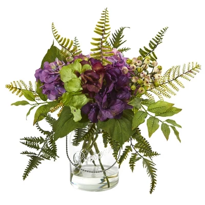 Nearly Natural 14-in Hydrangea & Berry Artificial Arrangement 3 Nearly Natural 14-in Hydrangea & Berry Artificial Arrangement