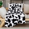 PiccoCasa 300GSM Cow Printed Fleece Flannel Throw Blanket Black And White 1 Pc -Finest Home Decoration GUEST fd28a149 9438 4dce 9830 747b613f6867