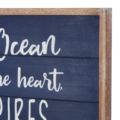 Wood Sign Ocean Wall Decor With Knotted Ropes Blue - Olivia & May -Finest Home Decoration GUEST fe5a644f bd65 45e4 9b14 fe095ea81d95