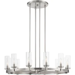 Stiffel Brushed Nickel Wagon Wheel Chandelier 36" Wide Modern Clear Glass Shade 12-Light Fixture For Dining Room House Kitchen 14 Stiffel Brushed Nickel Wagon Wheel Chandelier 36" Wide Modern Clear Glass Shade 12-Light Fixture For Dining Room House Kitchen -Finest Home Decoration GUEST feb1e0e3 8c41 44cc b38c 119a91b6ce7b