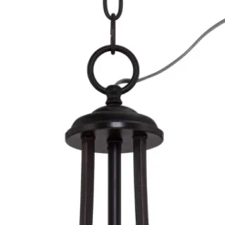 Franklin Iron Works Oil Rubbed Bronze Pendant Chandelier 19 1/2" Wide Farmhouse Rustic Oatmeal Linen Drum Shade Fixture For Dining Room Kitchen Island -Finest Home Decoration GUEST ff539b5d 9276 425c a6c2 172366791f99